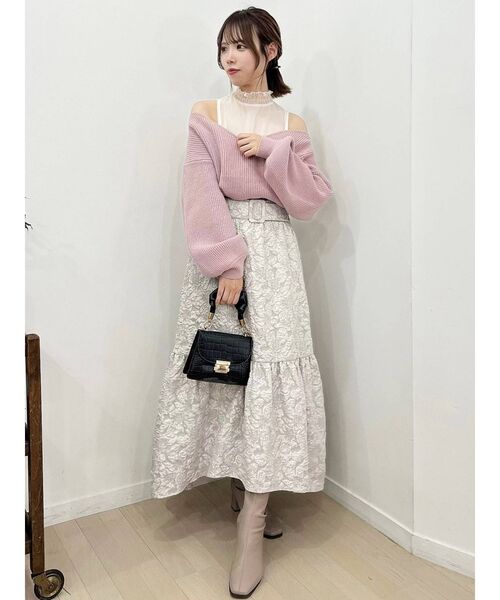 dazzlin(ダズリン)の「チュールレイヤードカシュクールニット(ニット/セーター・レディース・モカ/ピンク/ブルー/オフホワイト/ベージュ・FREE)」の18枚目の写真