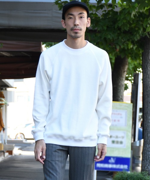 Johnbull（ジョンブル）の「ビッグワッフルクルーネックカットソー（Tシャツ/カットソー・メンズ・ブラック/オリーブ/ホワイト/ボルドー/ベージュ/ネイビー・SMALL/MEDIUM/LARGE）」の2枚目の写真