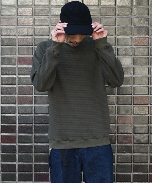 Johnbull（ジョンブル）の「ビッグワッフルクルーネックカットソー（Tシャツ/カットソー・メンズ・ブラック/オリーブ/ホワイト/ボルドー/ベージュ/ネイビー・SMALL/MEDIUM/LARGE）」の7枚目の写真