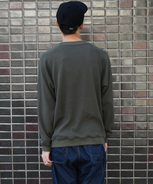 Johnbull（ジョンブル）の「ビッグワッフルクルーネックカットソー（Tシャツ/カットソー・メンズ・ブラック/オリーブ/ホワイト/ボルドー/ベージュ/ネイビー・SMALL/MEDIUM/LARGE）」の9枚目の写真