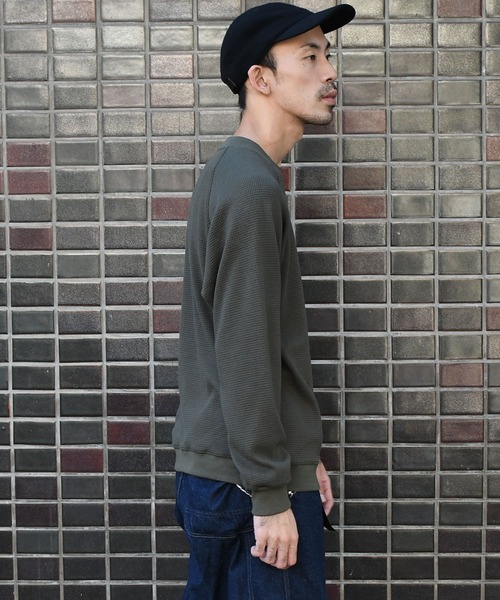 Johnbull（ジョンブル）の「ビッグワッフルクルーネックカットソー（Tシャツ/カットソー・メンズ・ブラック/オリーブ/ホワイト/ボルドー/ベージュ/ネイビー・SMALL/MEDIUM/LARGE）」の8枚目の写真