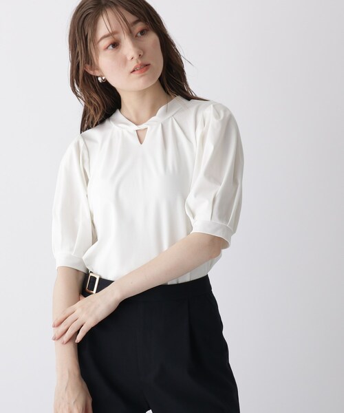index（インデックス）の「◆ツイストネックトップス【WEB限定サイズ】（Tシャツ/カットソー・レディース・オフホワイト/ネイビー/ピンクベージュ・36/38/40/42）」の12枚目の写真