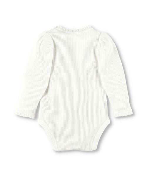 BRANSHES(ブランシェス)の「ボリュームスリーブテレコボディスーツ_ロンパース(ロンパース・キッズ・オフホワイト/ダークブラウン・70/80)」の12枚目の写真
