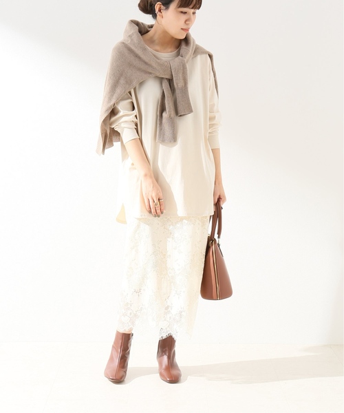 Spick & Span(スピックアンドスパン)の「≪追加≫サイロプレミアムオーバーロングT2◆(Tシャツ/カットソー・レディース・ホワイト/ベージュ・FREE)」の5枚目の写真