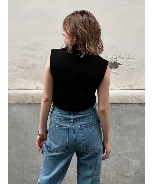 ENVYM（アンビー）の「ハーフＺＩＰＮ／Ｓ　ＴＯＰＳ（Tシャツ/カットソー・レディース・ホワイト/ブラック・FREE）」の5枚目の写真