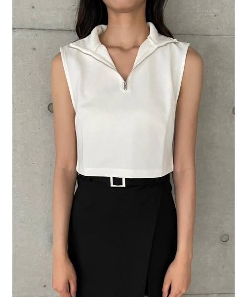 ENVYM（アンビー）の「ハーフＺＩＰＮ／Ｓ　ＴＯＰＳ（Tシャツ/カットソー・レディース・ホワイト/ブラック・FREE）」の15枚目の写真