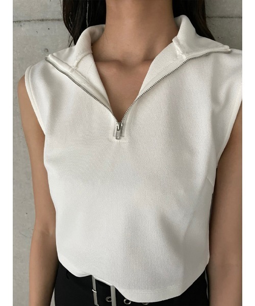 ENVYM（アンビー）の「ハーフＺＩＰＮ／Ｓ　ＴＯＰＳ（Tシャツ/カットソー・レディース・ホワイト/ブラック・FREE）」の18枚目の写真