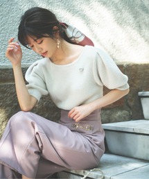 PROPORTION BODY DRESSING | ＜Ｅ＞ブローチ付きパフスリーブフェザーニット / 1212275800(ニット/セーター)