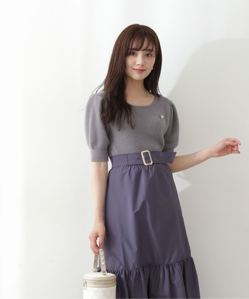 PROPORTION BODY DRESSING（プロポーションボディドレッシング）の「＜Ｅ＞ブローチ付きパフスリーブフェザーニット / 1212275800（ニット/セーター・レディース・オフホワイト/ダークグレー・FREE）」の7枚目の写真