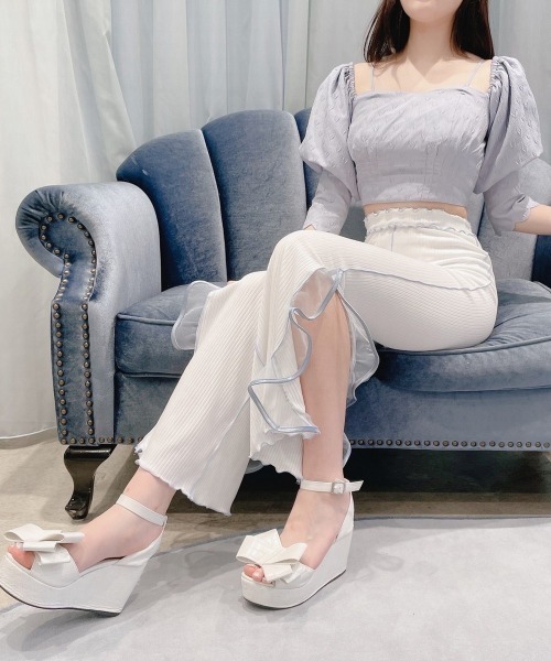 PAIN(ペイン)の「ハートジャガード2wayパフトップス(シャツ/ブラウス・レディース・ブルー/アイボリー・FREE)」の16枚目の写真