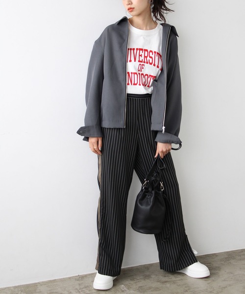 GeeRA(ジーラ)の「サイドライン裾スリットパンツ(その他パンツ・レディース・ブラック/ネイビー・SMALL/MEDIUM/LARGE)」の6枚目の写真