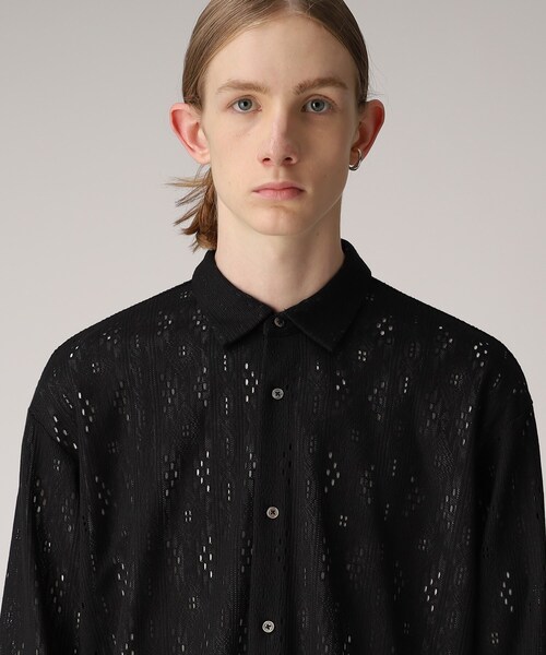 tk.TAKEO KIKUCHI(ティーケータケオキクチ)の「◆ダイヤレース長袖シャツ(シャツ/ブラウス・メンズ・ブラック/アイボリー・01/02/03)」の5枚目の写真