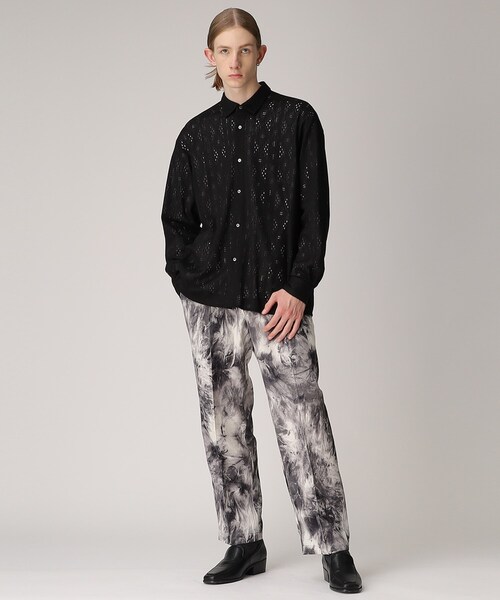 tk.TAKEO KIKUCHI(ティーケータケオキクチ)の「◆ダイヤレース長袖シャツ(シャツ/ブラウス・メンズ・ブラック/アイボリー・01/02/03)」の4枚目の写真