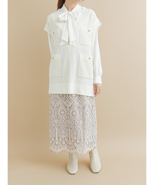 Te chichi（テチチ）の「コードレースタイトスカート（スカート・レディース・オフホワイト/ブルー/チャコール・MEDIUM/SMALL）」の5枚目の写真