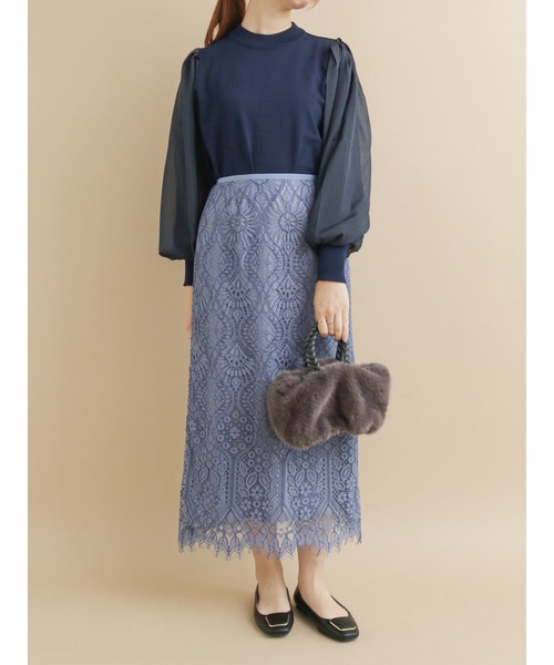 Te chichi（テチチ）の「コードレースタイトスカート（スカート・レディース・オフホワイト/ブルー/チャコール・MEDIUM/SMALL）」の8枚目の写真