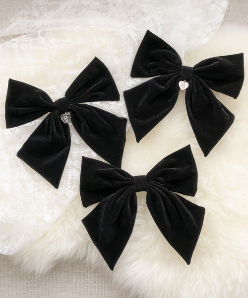 DearMyLoveRose(ディアマイラブローズ)の「ビッグリボンベロアバレッタ(その他ヘアアクセサリー・レディース・ブラック/ブラック×ホワイト/ブラック×ブラック・FREE)」の10枚目の写真