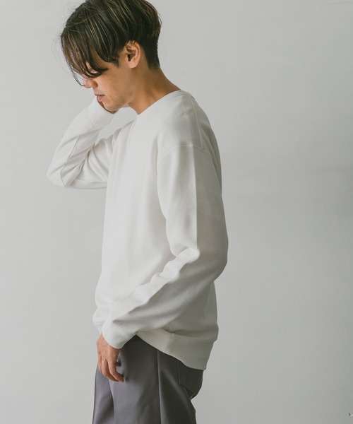URBAN RESEARCH DOORS(アーバンリサーチドアーズ)の「強撚ニットソースウェット(Tシャツ/カットソー・メンズ・ダークブラウン/オフホワイト/ボルドー/グリーン系その他・MEDIUM/LARGE)」の2枚目の写真