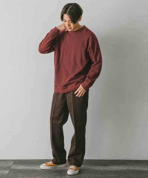 URBAN RESEARCH DOORS(アーバンリサーチドアーズ)の「強撚ニットソースウェット(Tシャツ/カットソー・メンズ・ダークブラウン/オフホワイト/ボルドー/グリーン系その他・MEDIUM/LARGE)」の11枚目の写真