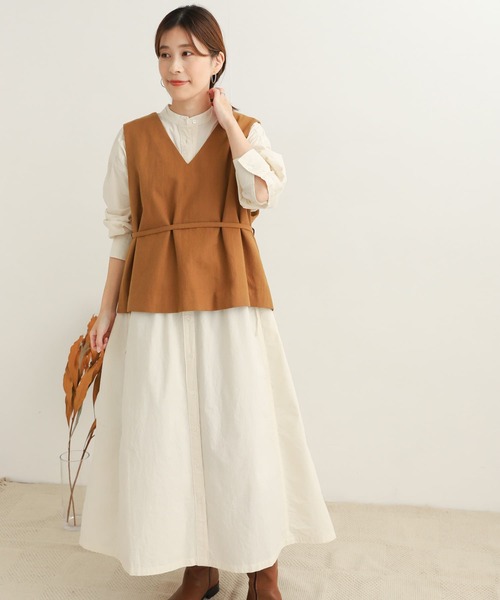 URBAN RESEARCH DOORS（アーバンリサーチドアーズ）の「『セットアップ対応』 キモウヘリンボーンベスト（ベスト・レディース・チャコールグレー/キャメル・MEDIUM）」の7枚目の写真