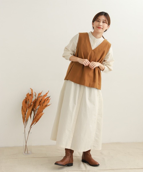 URBAN RESEARCH DOORS（アーバンリサーチドアーズ）の「『セットアップ対応』 キモウヘリンボーンベスト（ベスト・レディース・チャコールグレー/キャメル・MEDIUM）」の8枚目の写真