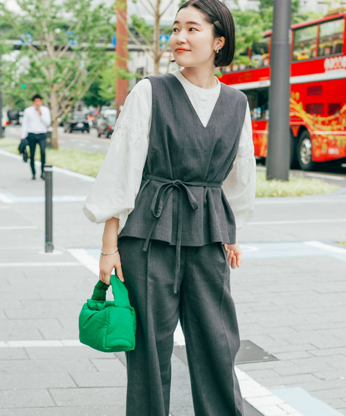 URBAN RESEARCH DOORS（アーバンリサーチドアーズ）の「『セットアップ対応』 キモウヘリンボーンベスト（ベスト・レディース・チャコールグレー/キャメル・MEDIUM）」の11枚目の写真