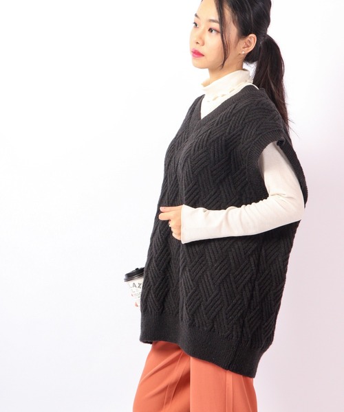 FUNALIVE（ファンアライブ）の「Sunsweet ニットベスト（ベスト・レディース・ネイビー/ホワイト/ブラック・L/M）」の19枚目の写真