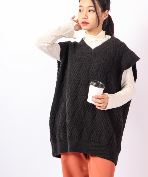 FUNALIVE（ファンアライブ）の「Sunsweet ニットベスト（ベスト・レディース・ネイビー/ホワイト/ブラック・L/M）」の18枚目の写真