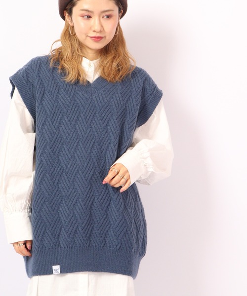 FUNALIVE（ファンアライブ）の「Sunsweet ニットベスト（ベスト・レディース・ネイビー/ホワイト/ブラック・L/M）」の9枚目の写真