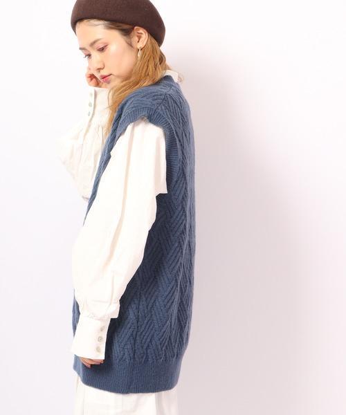 FUNALIVE（ファンアライブ）の「Sunsweet ニットベスト（ベスト・レディース・ネイビー/ホワイト/ブラック・L/M）」の10枚目の写真