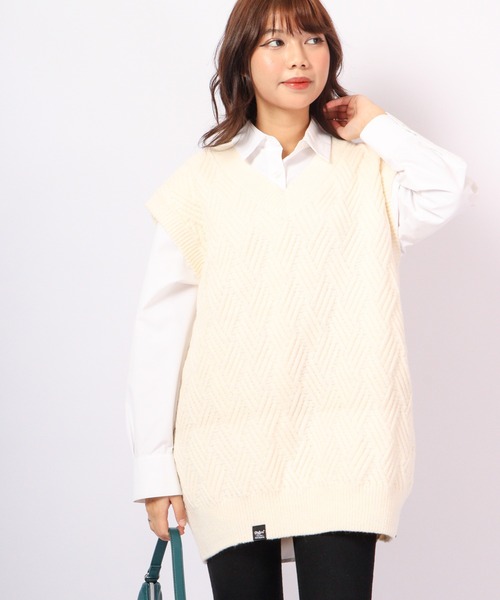 FUNALIVE（ファンアライブ）の「Sunsweet ニットベスト（ベスト・レディース・ネイビー/ホワイト/ブラック・L/M）」の5枚目の写真