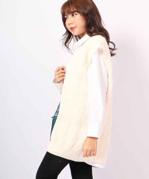 FUNALIVE（ファンアライブ）の「Sunsweet ニットベスト（ベスト・レディース・ネイビー/ホワイト/ブラック・L/M）」の6枚目の写真