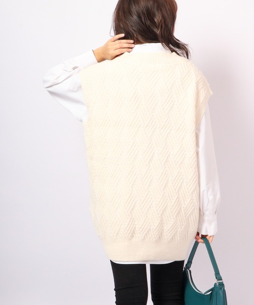 FUNALIVE（ファンアライブ）の「Sunsweet ニットベスト（ベスト・レディース・ネイビー/ホワイト/ブラック・L/M）」の7枚目の写真