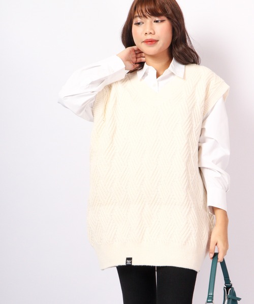 FUNALIVE（ファンアライブ）の「Sunsweet ニットベスト（ベスト・レディース・ネイビー/ホワイト/ブラック・L/M）」の4枚目の写真