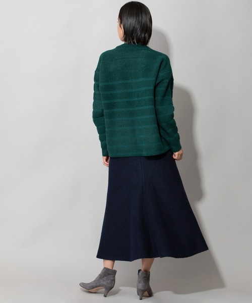 Munich（ミューニック）の「ダブルジャガードボーダークルーネックプルオーバー（ニット/セーター・レディース・ホワイト/ブラウン/グリーン・FREE）」の14枚目の写真