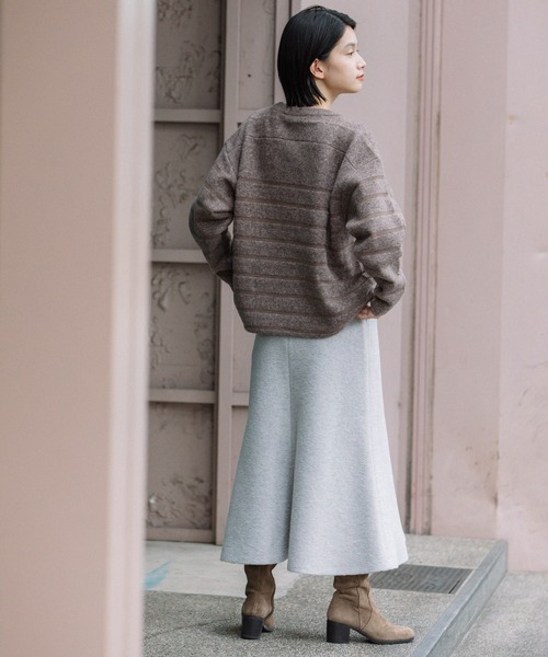 Munich（ミューニック）の「ダブルジャガードボーダークルーネックプルオーバー（ニット/セーター・レディース・ホワイト/ブラウン/グリーン・FREE）」の18枚目の写真