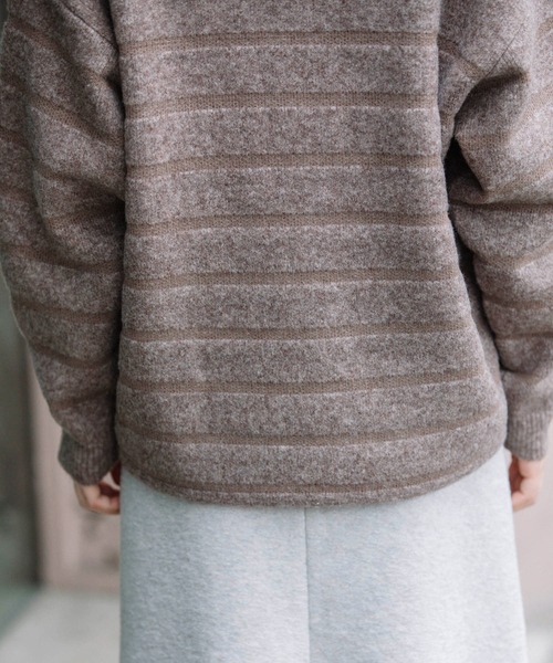 Munich（ミューニック）の「ダブルジャガードボーダークルーネックプルオーバー（ニット/セーター・レディース・ホワイト/ブラウン/グリーン・FREE）」の19枚目の写真