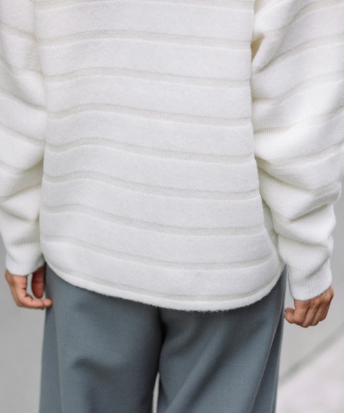 Munich（ミューニック）の「ダブルジャガードボーダークルーネックプルオーバー（ニット/セーター・レディース・ホワイト/ブラウン/グリーン・FREE）」の17枚目の写真