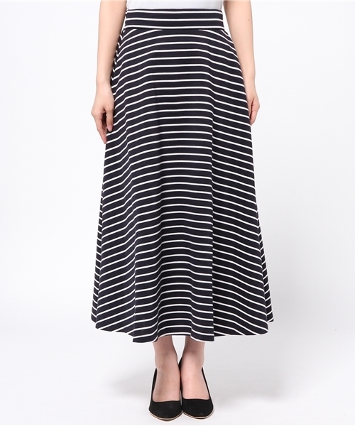 earth music&ecology（アースミュージックアンドエコロジー）の「【すきな丈スカート】ボーダーロングフレアスカート（スカート・レディース・アイボリー/ネイビー・FREE）」の3枚目の写真