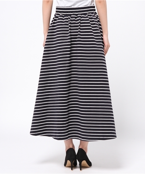 earth music&ecology（アースミュージックアンドエコロジー）の「【すきな丈スカート】ボーダーロングフレアスカート（スカート・レディース・アイボリー/ネイビー・FREE）」の5枚目の写真