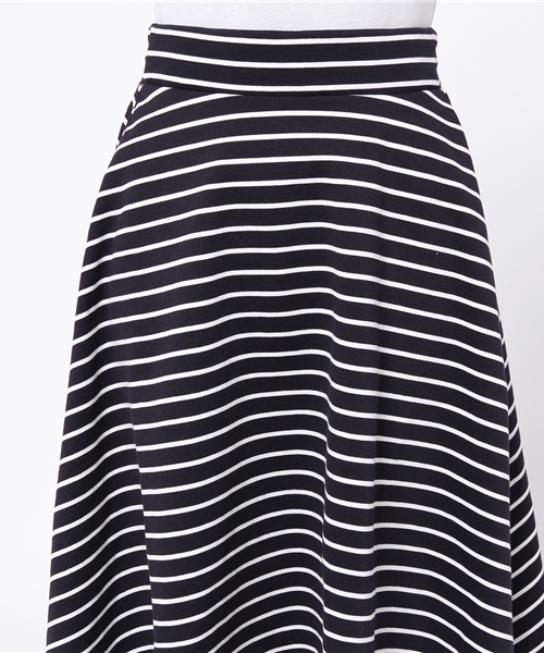 earth music&ecology（アースミュージックアンドエコロジー）の「【すきな丈スカート】ボーダーロングフレアスカート（スカート・レディース・アイボリー/ネイビー・FREE）」の6枚目の写真