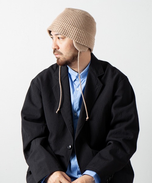 RACAL（ラカル）の「Ear-Pad Knit Bucket Hat / イヤーパッド付きニットバケットハット（ニットキャップ/ビーニー・メンズ・オレンジ/オフホワイト/チャコールグレー/ブラック/ベージュ・FREE/MEDIUM）」の5枚目の写真
