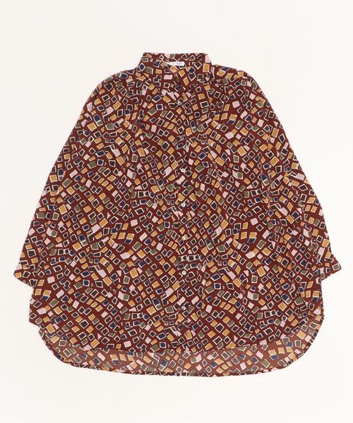 sandy（サンディー）の「【sandy】プリントレギュラーカラーチュニシャツ（シャツ/ブラウス・レディース・ブラック/ブラウン/ベージュ系その他・FREE）」の2枚目の写真