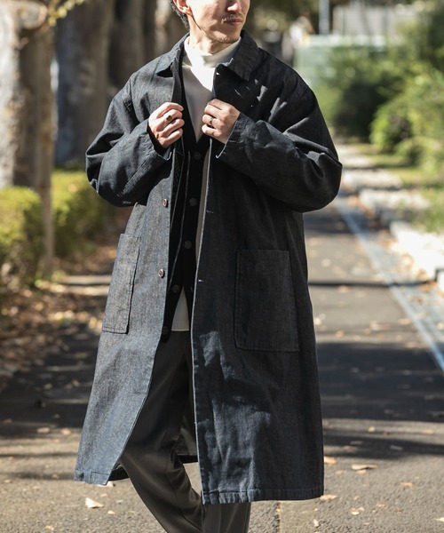 ITEMS URBANRESEARCH（アイテムズ アーバンリサーチ）の「スラブデニム バルマカーンオーバーコート（ステンカラーコート・メンズ・インディゴブルー/ライトインディゴブルー・LARGE/MEDIUM）」の10枚目の写真