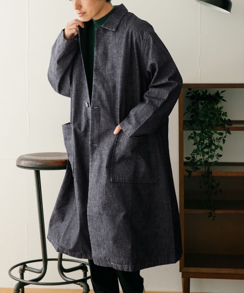 ITEMS URBANRESEARCH（アイテムズ アーバンリサーチ）の「スラブデニム バルマカーンオーバーコート（ステンカラーコート・メンズ・インディゴブルー/ライトインディゴブルー・LARGE/MEDIUM）」の15枚目の写真