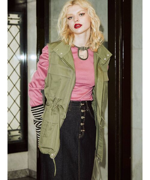 jouetie（ジュエティ）の「ステッチツイルオーバーベスト（ベスト・レディース・アイボリー/ブラック/カーキ・MEDIUM）」の3枚目の写真