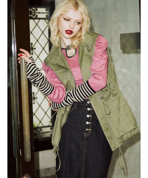 jouetie（ジュエティ）の「ステッチツイルオーバーベスト（ベスト・レディース・アイボリー/ブラック/カーキ・MEDIUM）」の5枚目の写真