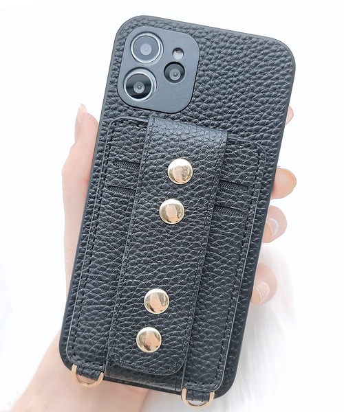 セール】ストラップ＆カードホルダー付 PUレザーiPhoneケース
