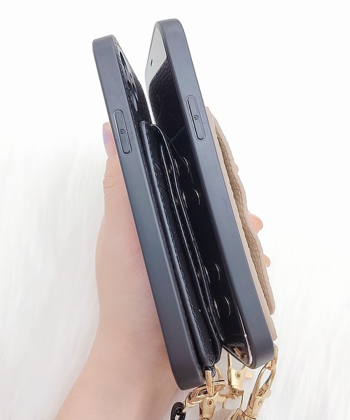 セール】ストラップ＆カードホルダー付 PUレザーiPhoneケース