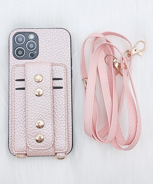 セール】ストラップ＆カードホルダー付 PUレザーiPhoneケース