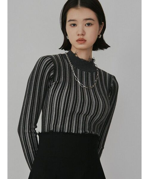 EMODA(エモダ)の「クラッシュショートリブニット(ニット/セーター・レディース・アイボリー/その他/その他1/ブラック・FREE)」の15枚目の写真